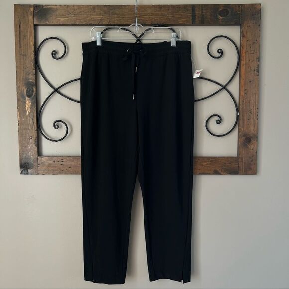 Joie Black Pull On Elastic Drawstring Waist Straight Leg Relaxed Fit Pants SZ L - Picture 3 of 13